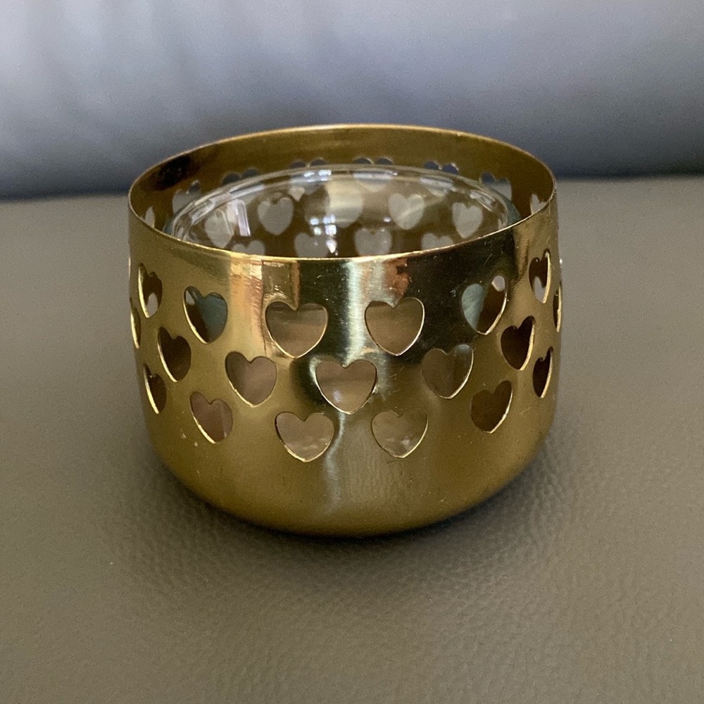 Partylite Votive Brass Candle Holder Hearts